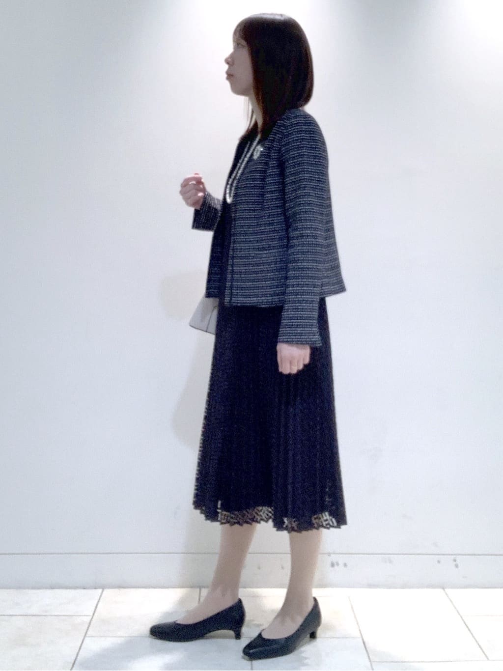 ヤマグチさんの「Reflect｜【SS-4Lサイズ】シフォン&times;幾何柄レースプリーツワンピース」を使ったコーディネート
