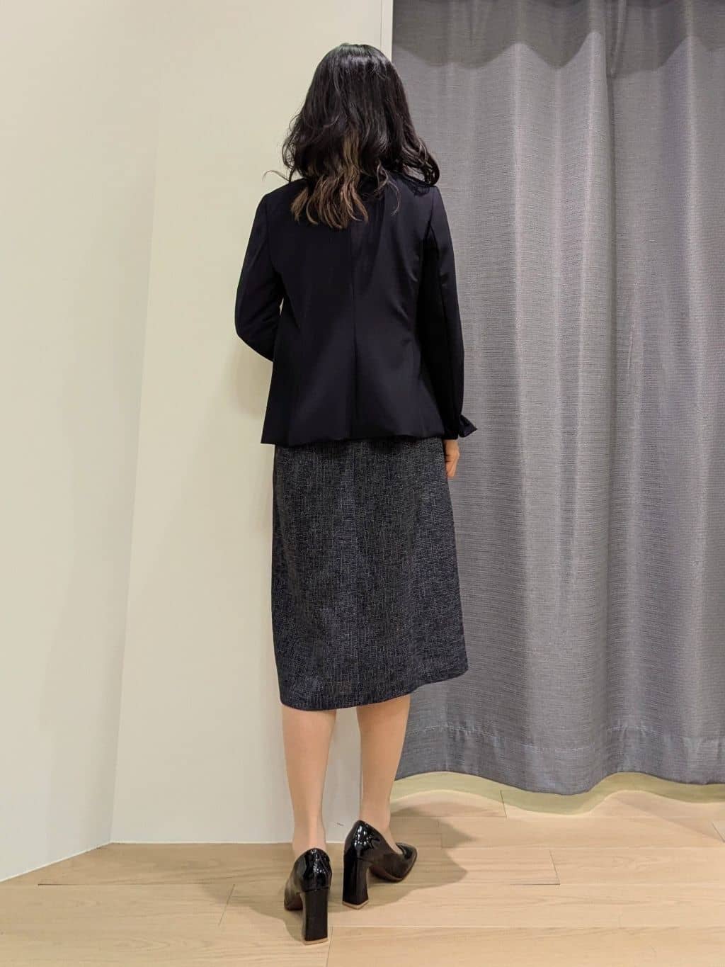 miiさんの「INDIVI｜【通勤スーツ／洗える】ストレッチカラーレスジャケット」を使ったコーディネート
