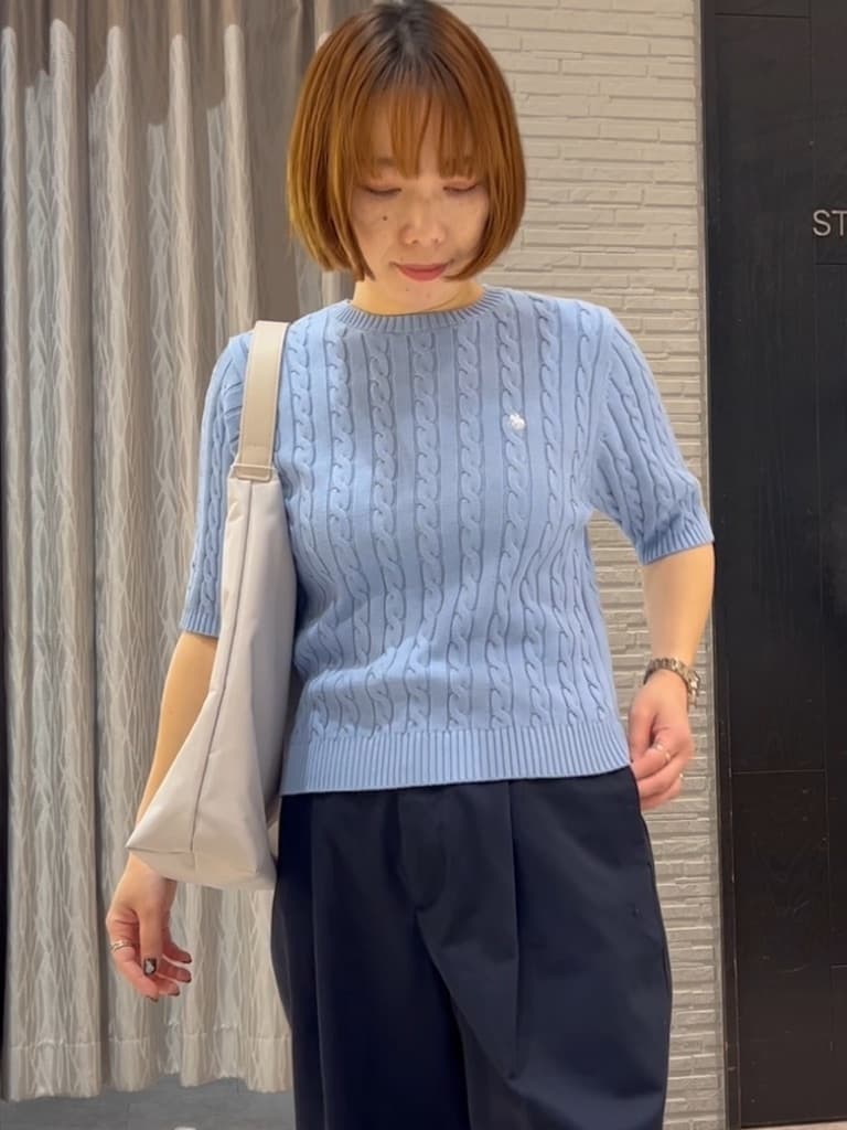 ga_riさんの「THE SHOP TK｜【POLO BCS 別注】5分袖ケーブルニット」を使ったコーディネート