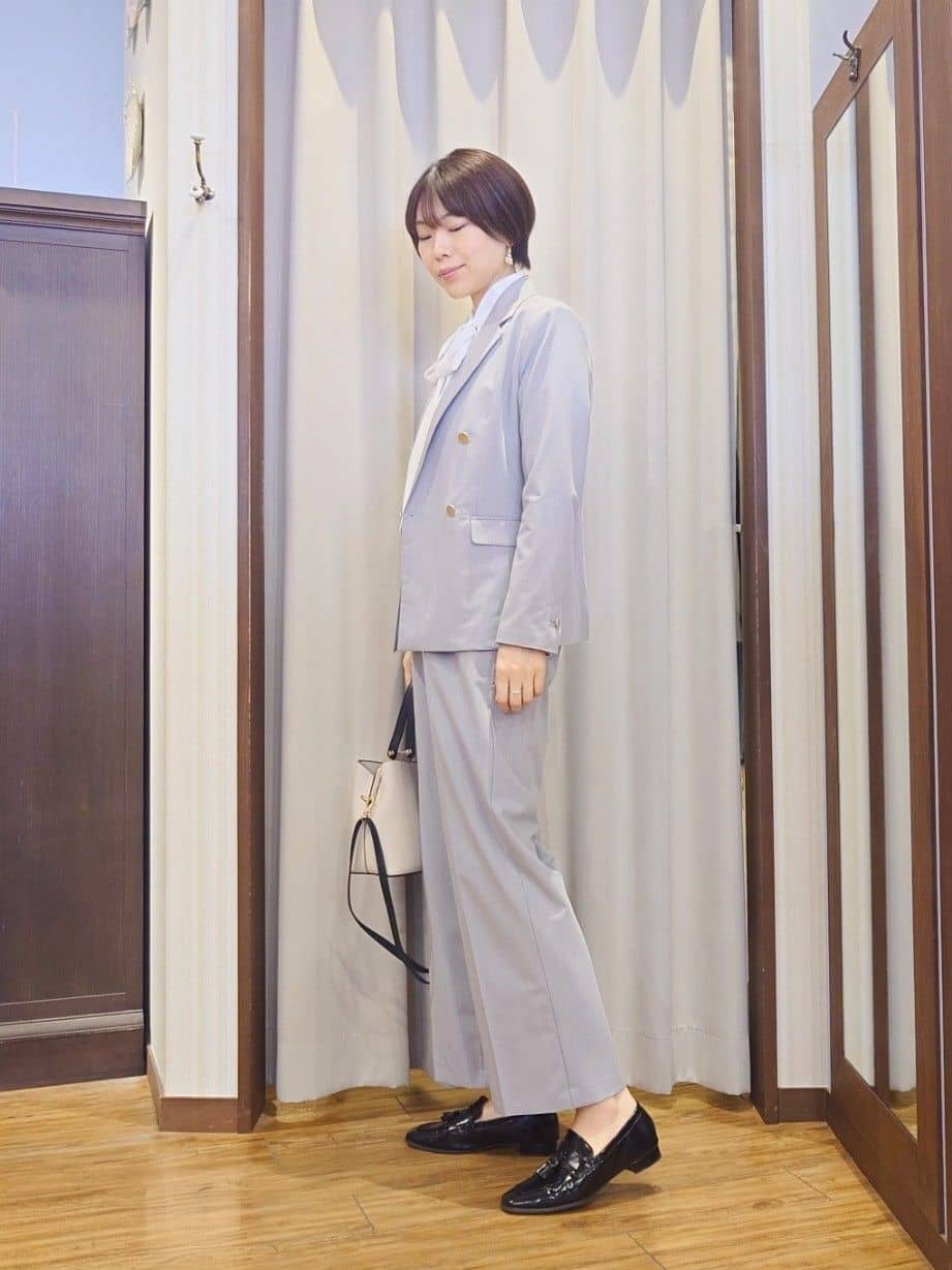 ERIKOさんの「SHOO･LA･RUE｜【セットアップ可/S-LL/洗濯機可】マニッシュに決まる ダブルブレストジャケット」を使ったコーディネート