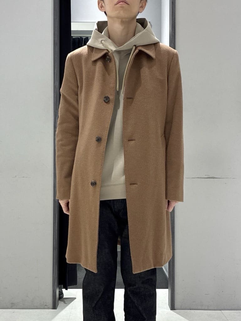 わいずみさんの「TAKEO KIKUCHI｜カシミヤブレンド ビーバー調ステンカラーコート」を使ったコーディネート
