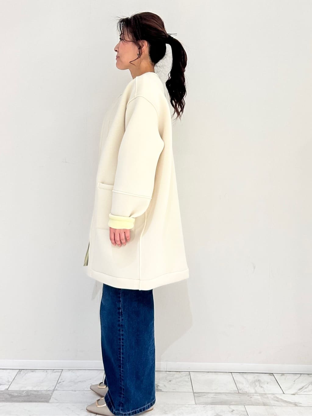 りなさんの「OPAQUE.CLIP｜ロゴ刺繍裏毛トップス【洗濯機OK】」を使ったコーディネート