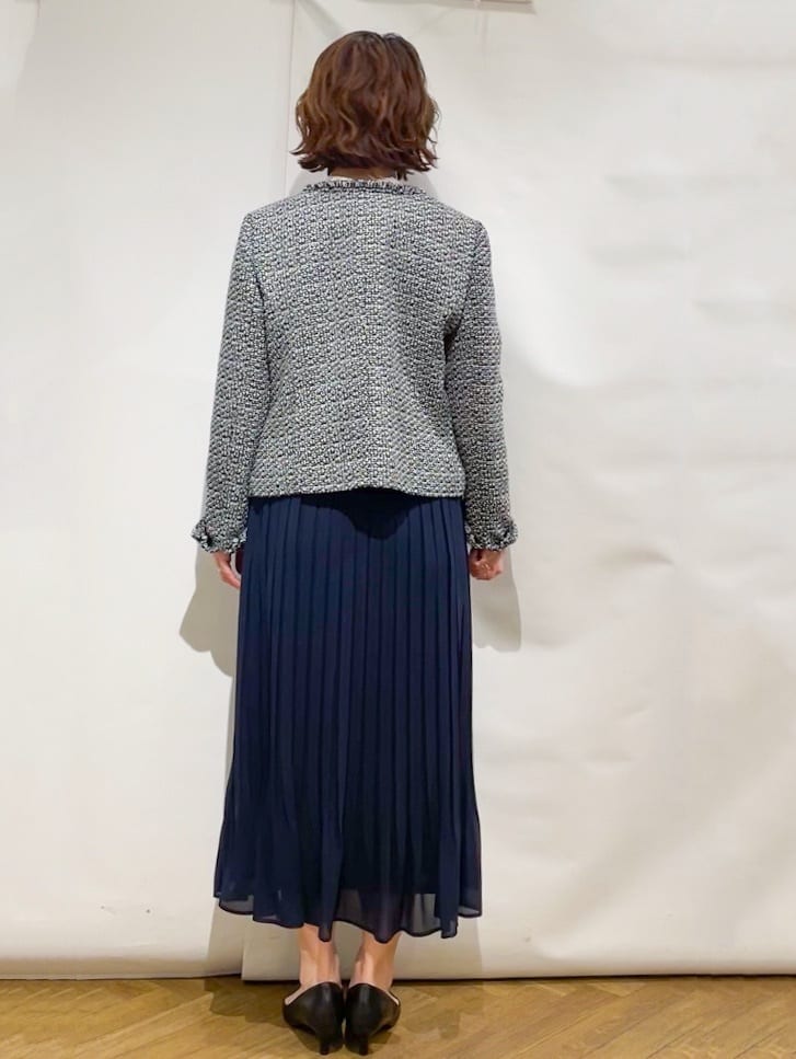 なかさんの「index｜《通勤／セットアップ対応》ノーカラーツイードジャケット【洗濯機OK】」を使ったコーディネート