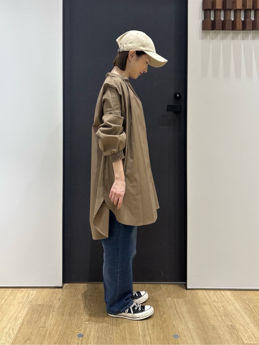 risaさんの「Dessin｜【洗える】シャーリングネックチュニックシャツ」を使ったコーディネート