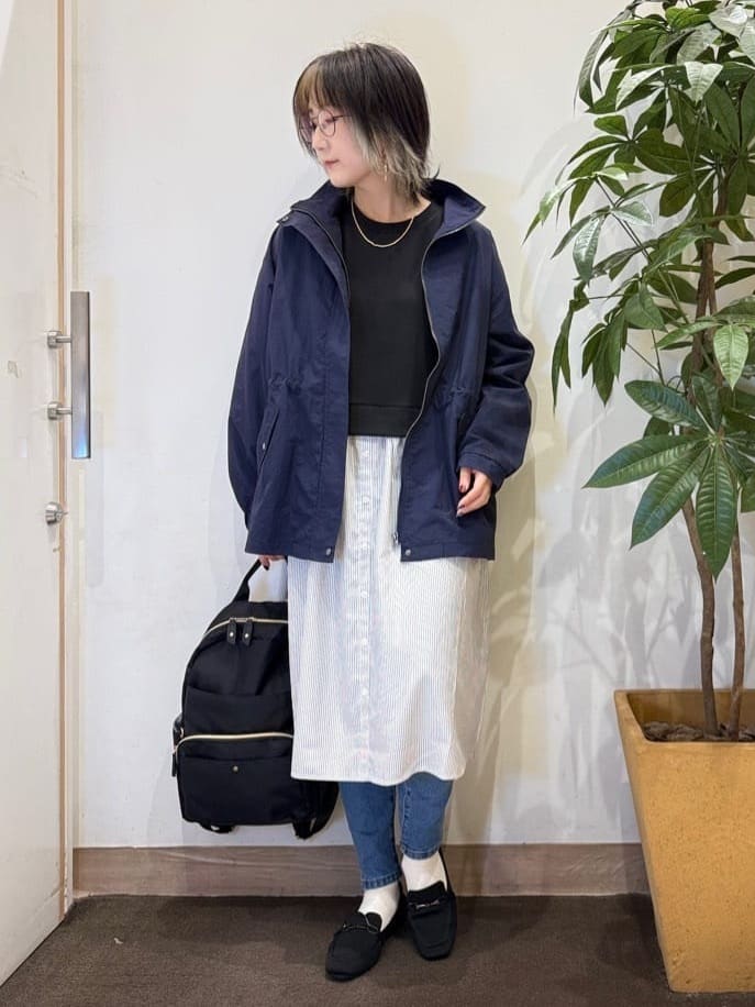 misakiさんの「SHOO･LA･RUE｜【S-LL/体型カバー】ストライプが爽やか　ベストドッキングシャツワンピース」を使ったコーディネート