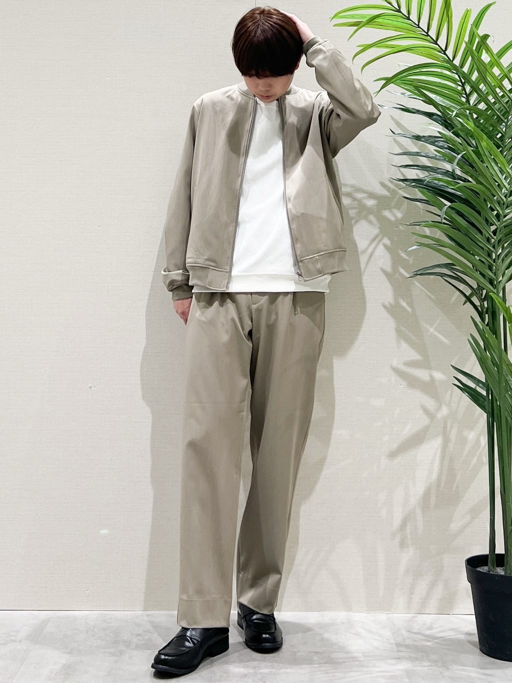 SHI-MAさんの「THE SHOP TK｜FLEX LINE ストレッチリブブルゾン　ストレッチ/防シワ/マシンウォッシャブル/セットアップ可」を使ったコーディネート