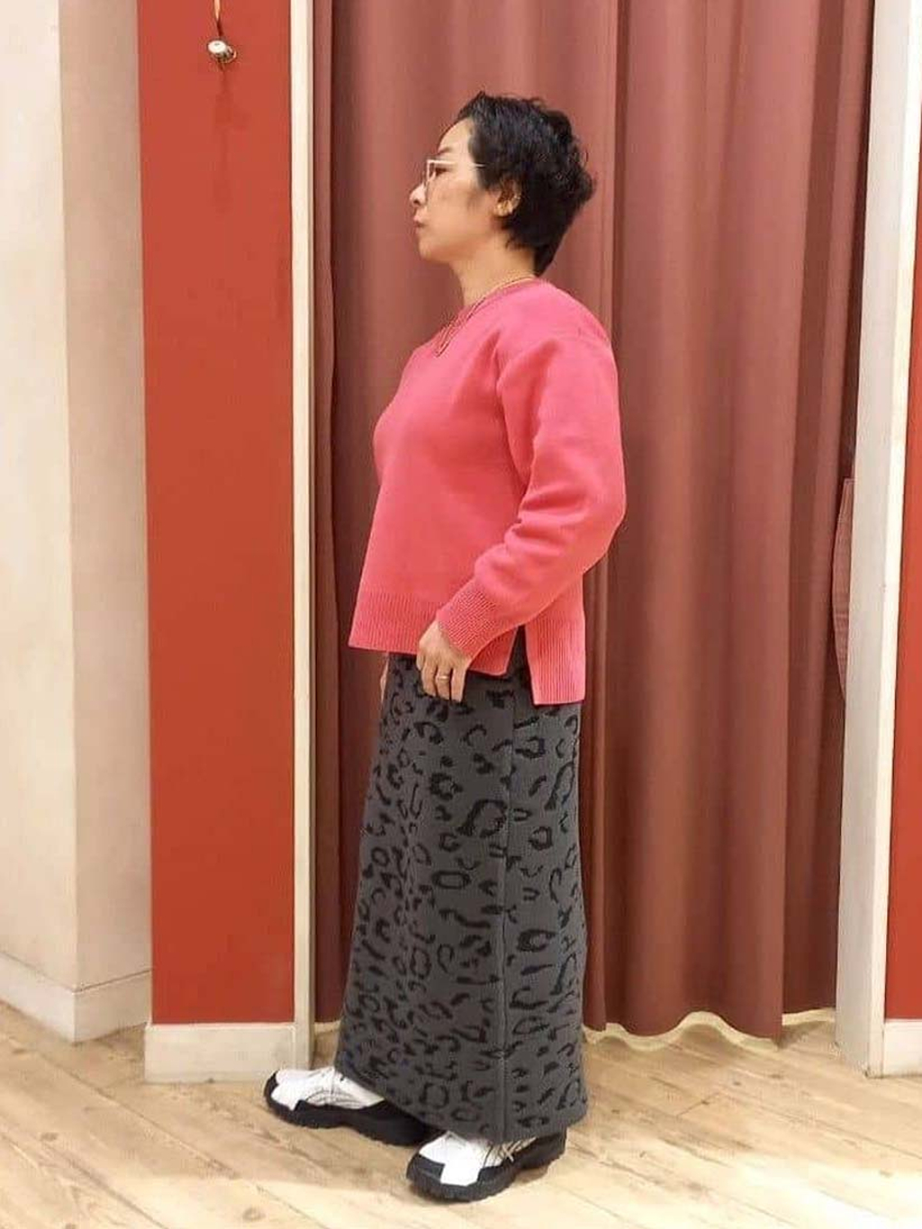 cameさんの「SHOO･LA･RUE｜【S-LL/洗濯機可/体型カバー】大人世代も取り入れやすい スウェットライクニット」を使ったコーディネート