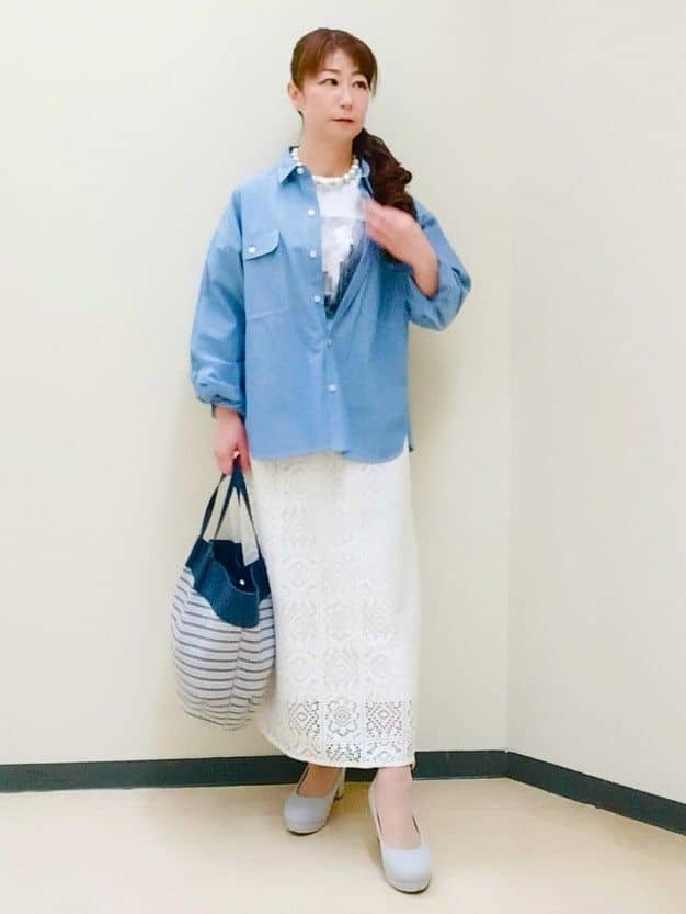 花さんの「Reflect｜【羽織にも◎】ダンガリーシャツ」を使ったコーディネート