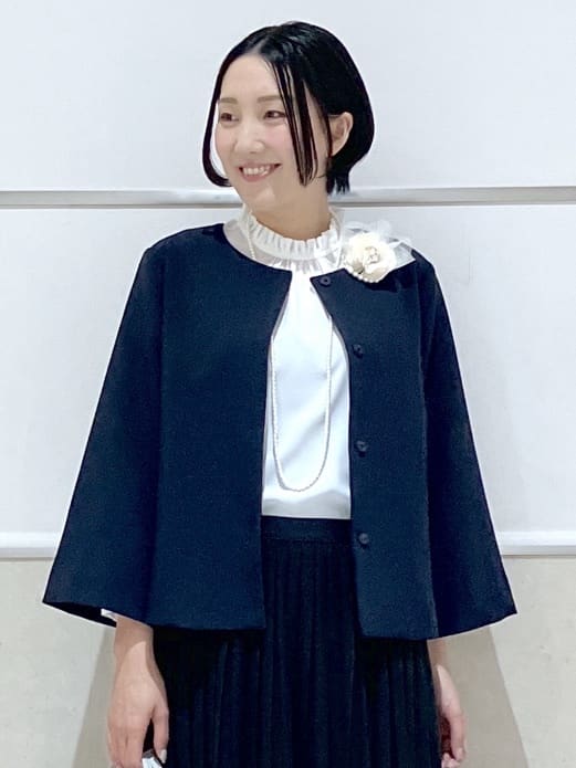 eriko さんの「Dessin｜【洗える】フリルネックジョーゼットブラウス」を使ったコーディネート