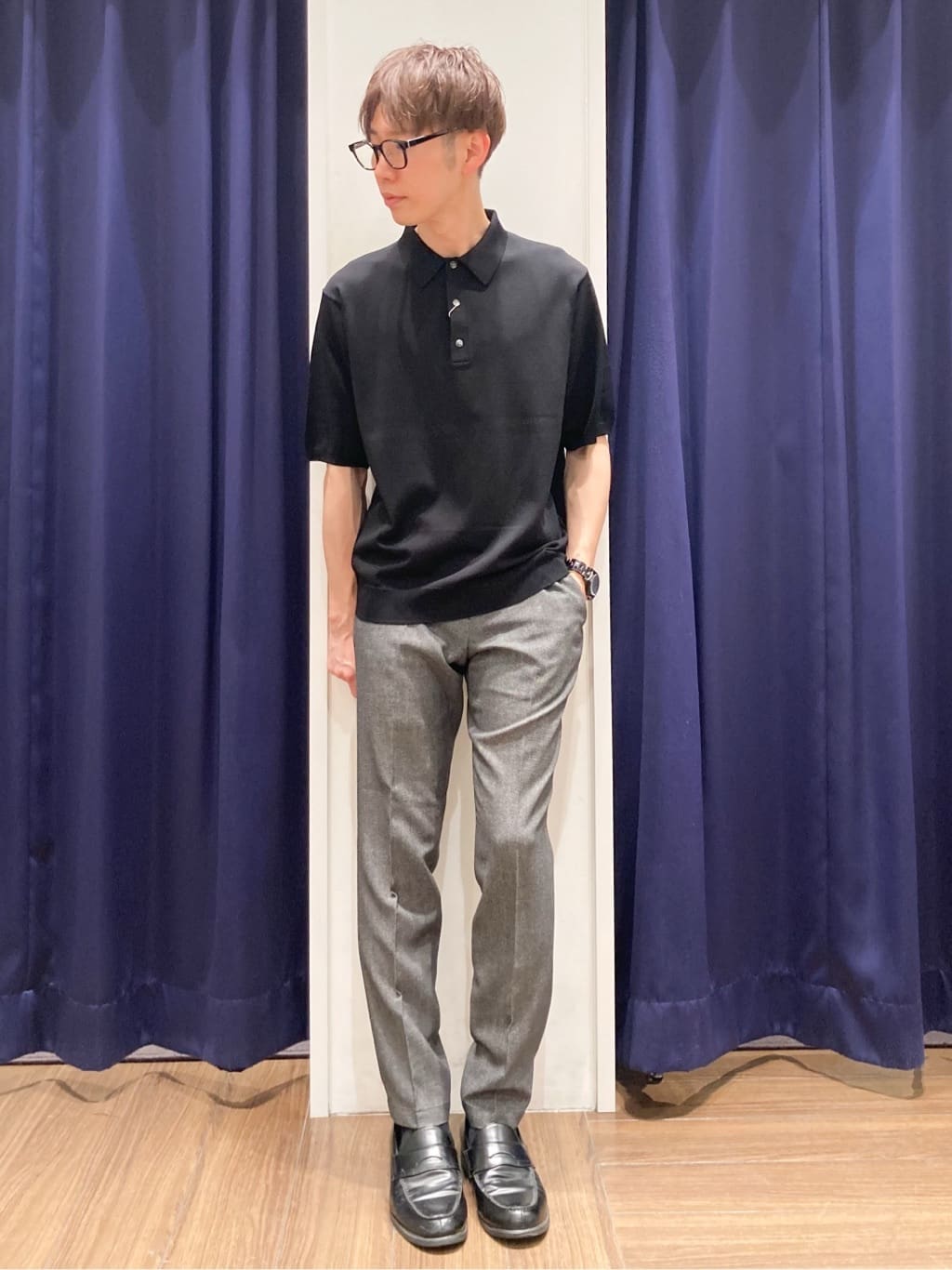 つーじーさんの「THE SHOP TK｜《KURO》半袖ニットポロシャツ 接触冷感」を使ったコーディネート