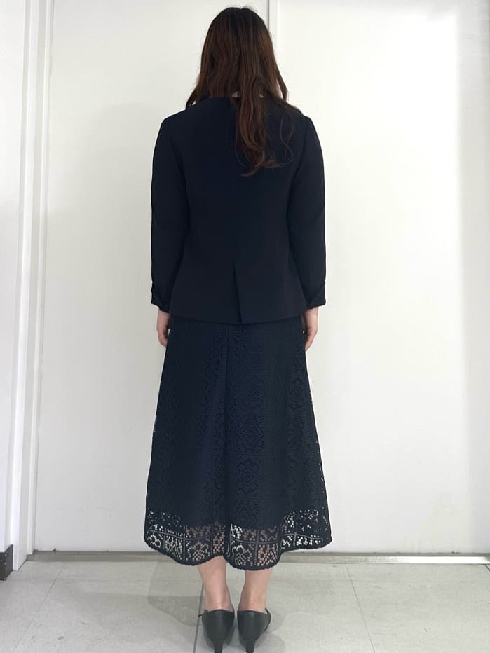 miさんの「Reflect｜【SS-4Lサイズ／通勤／セットアップ可】ノーカラージャケット」を使ったコーディネート