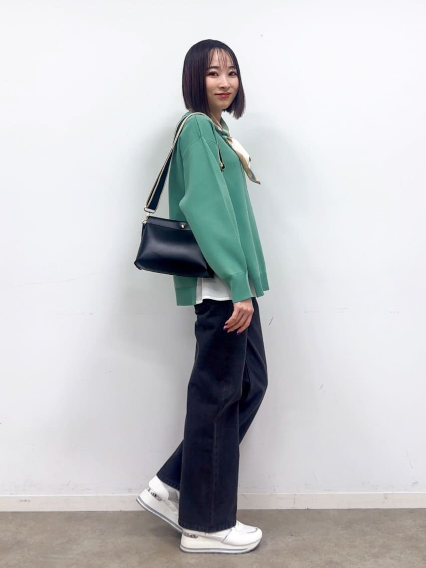 𝐜𝐡𝐢𝐤𝐚さんの「SHOO･LA･RUE｜【洗濯機可/S-LL/体型カバー】横姿もきれい見え スポンディッシュ Aライントップス」を使ったコーディネート