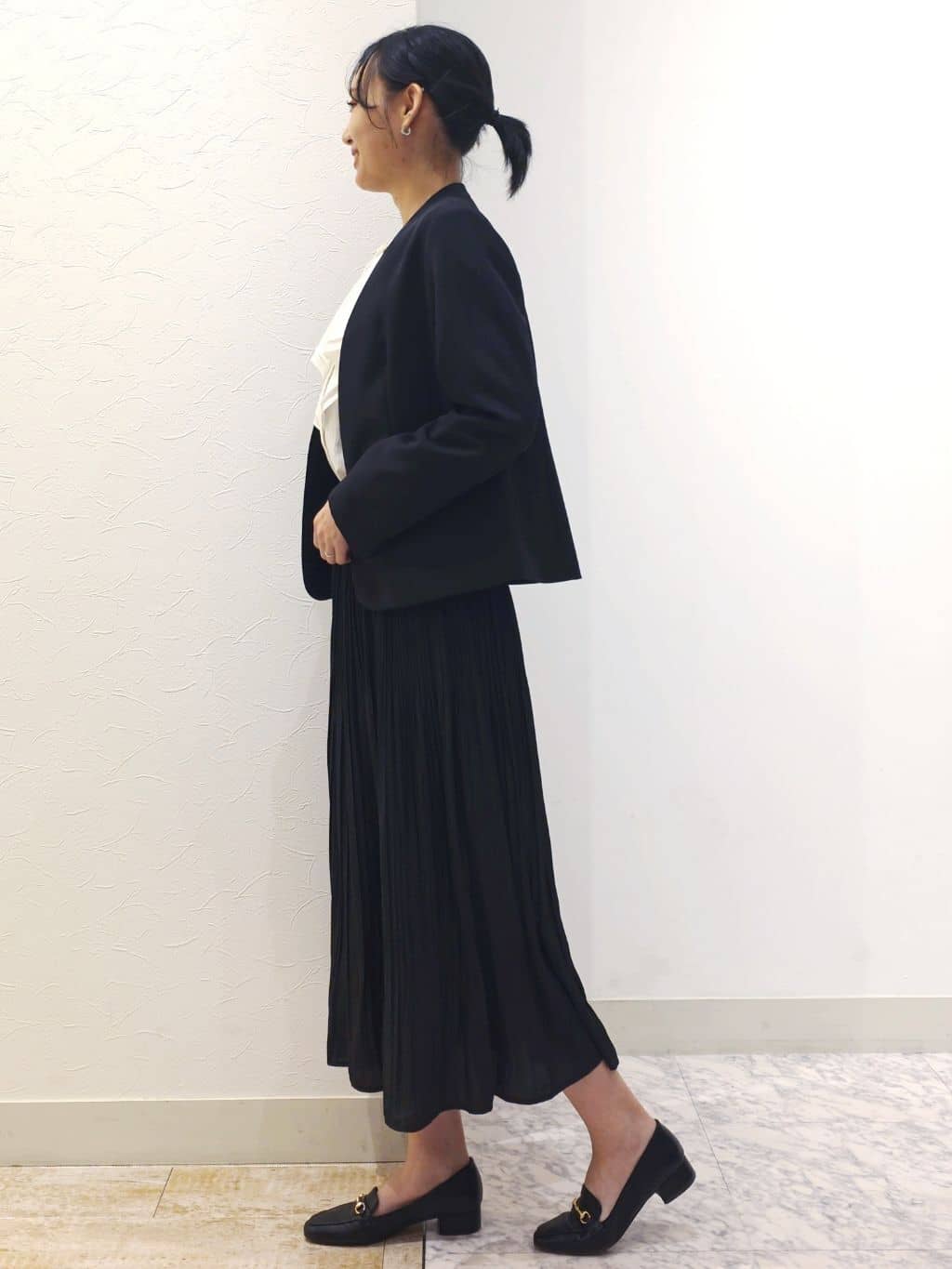 ケイさんの「grove｜【マシンウォッシュ／防シワ/SS-3L】ストレッチノーカラージャケット」を使ったコーディネート
