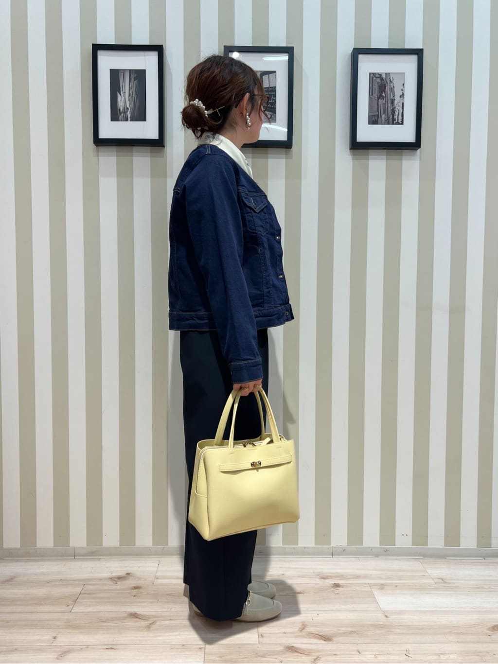 manaさんの「SHOO･LA･RUE｜【SHOO・LA・RUE DENIM/S-LL/高レビュー】大人のための ノーカラーデニムジャケット」を使ったコーディネート