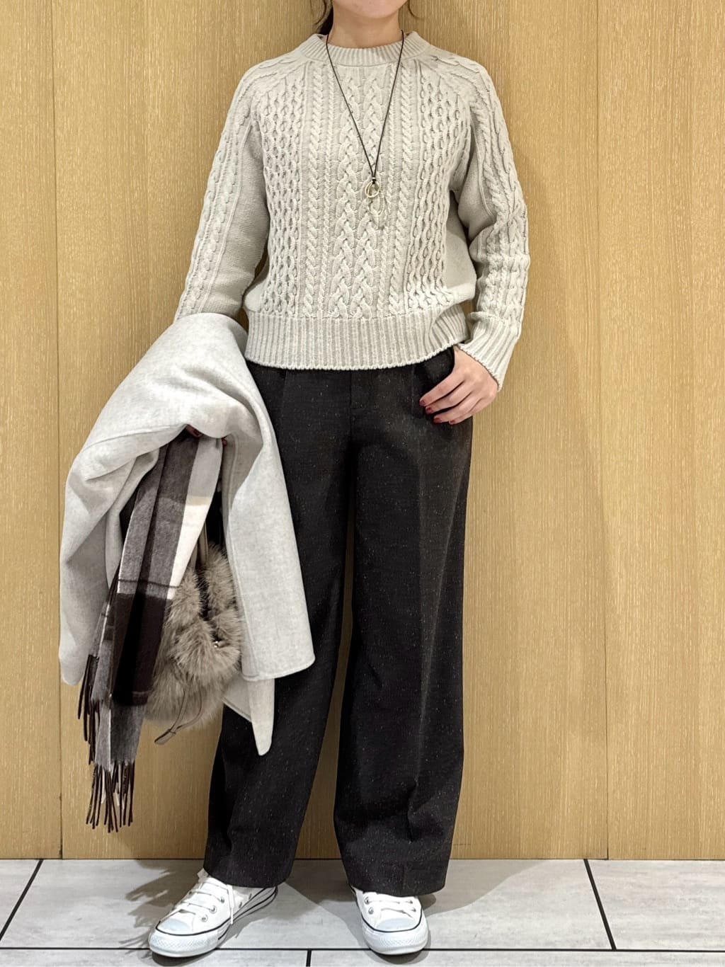 nanaさんの「UNTITLED｜【洗える】スポンディッシュ ケーブル柄ニット」を使ったコーディネート