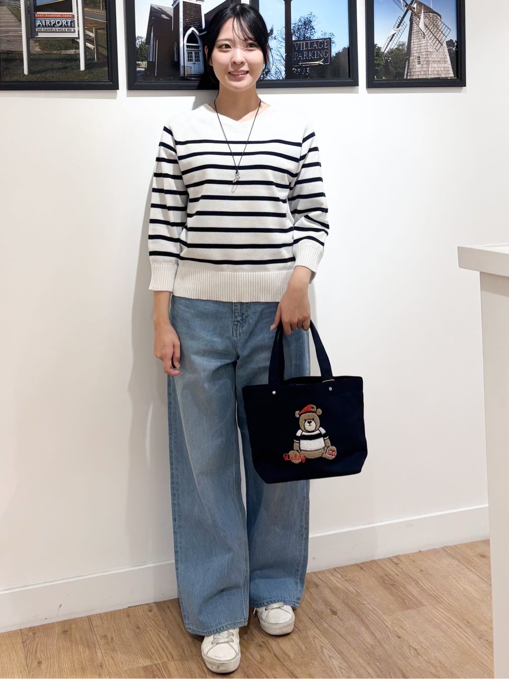 Ririkaさんの「Dessin｜【洗える】コットンVネックニット」を使ったコーディネート