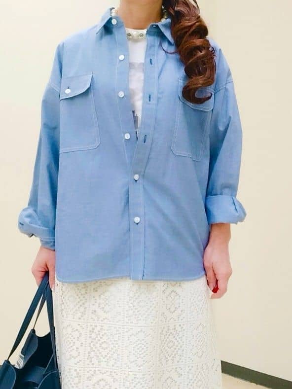 花さんの「Reflect｜【羽織にも◎】ダンガリーシャツ」を使ったコーディネート