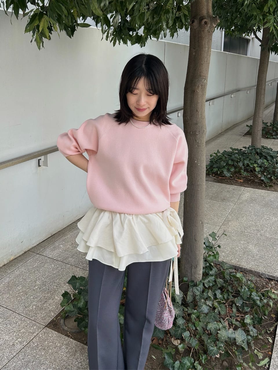 RINAさんの「OPAQUE.CLIP｜スウェットライクニット【洗濯機OK】」を使ったコーディネート