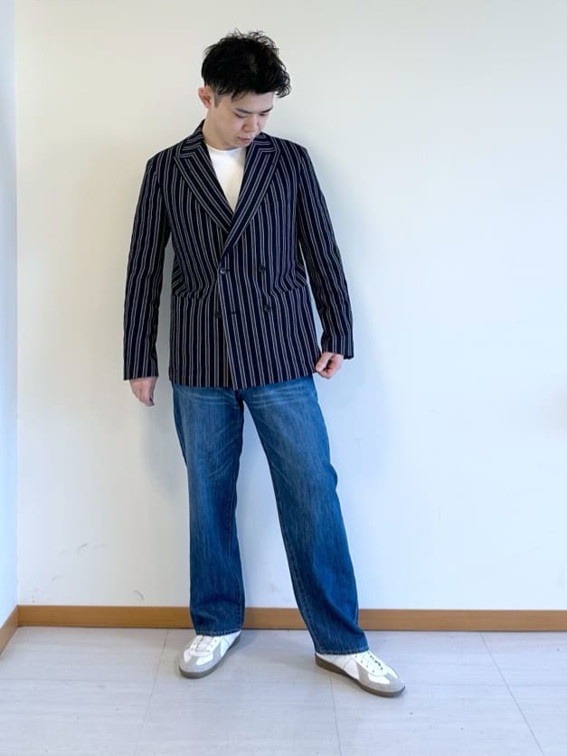 イッシーさんの「TAKEO KIKUCHI｜【BOWLER HAT LABEL】サッカーストライプ ダブルジャケット」を使ったコーディネート