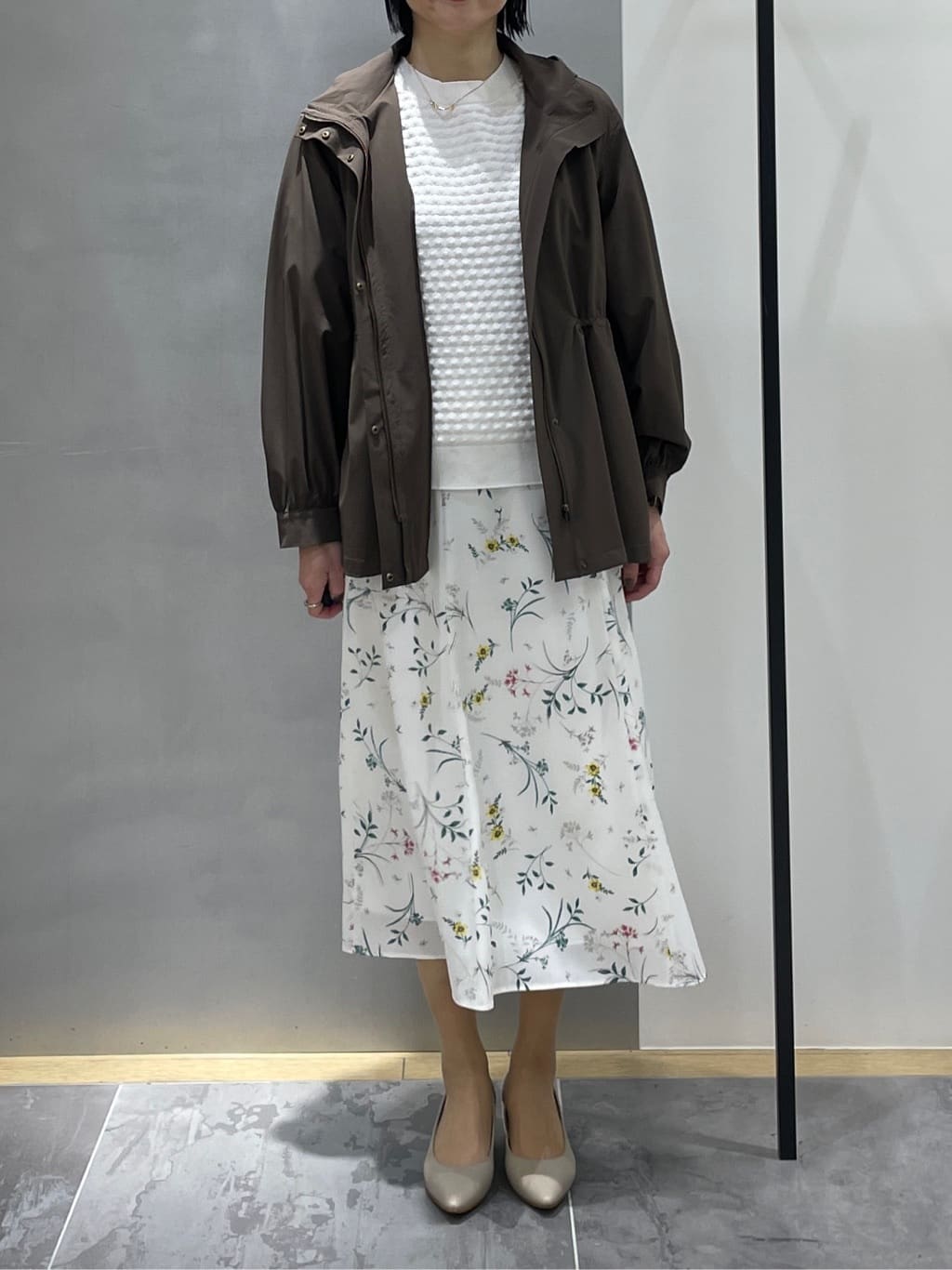 shihoさんの「INDIVI｜【洗える／凹凸編み】ジャカードニット」を使ったコーディネート