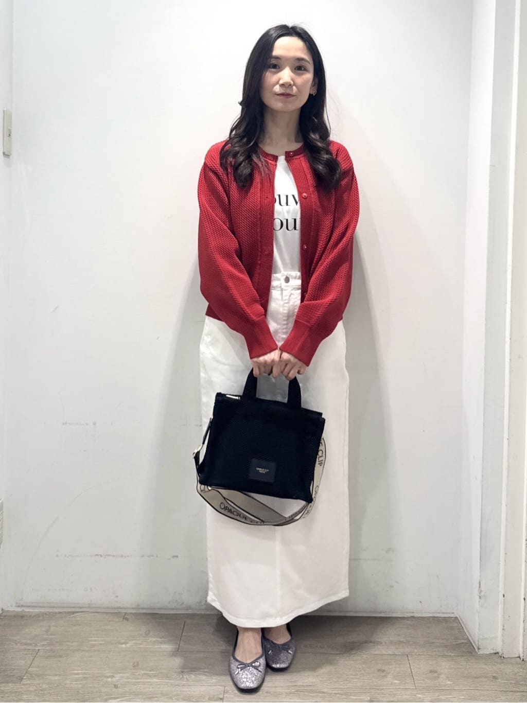 yuicciさんの「OPAQUE.CLIP｜メッシュニットカーディガン【洗濯機OK】」を使ったコーディネート