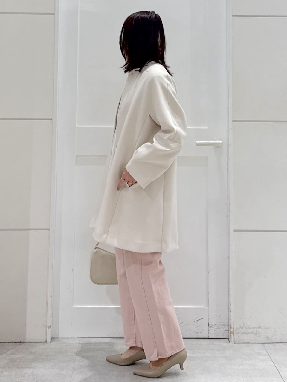 yuka.aさんの「OPAQUE.CLIP｜フォルムスリーブミドルコート【洗濯機OK】」を使ったコーディネート