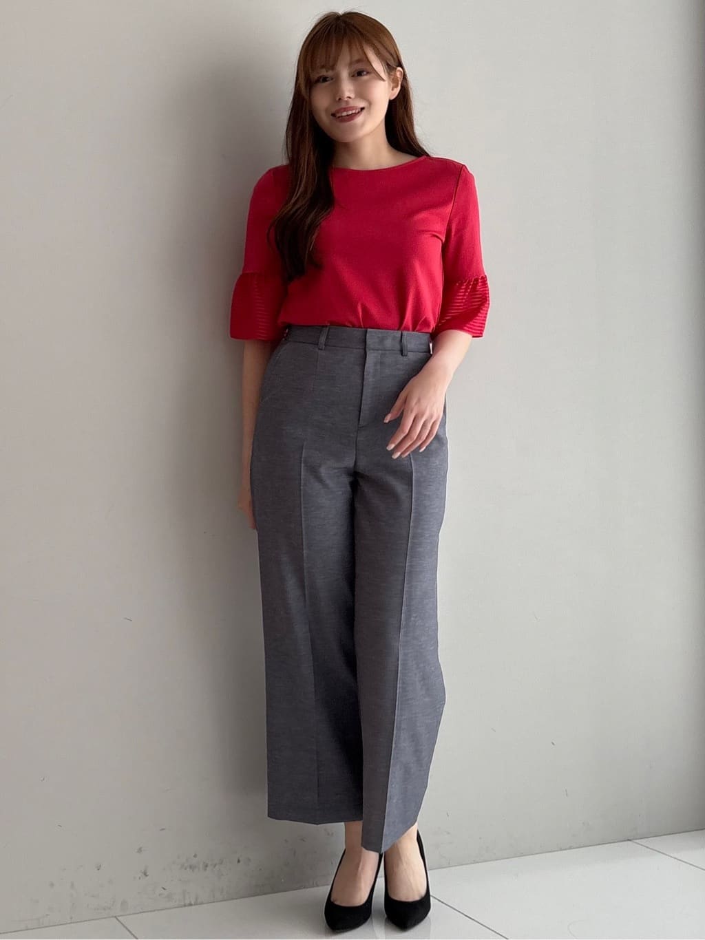 sayaさんの「COUP DE CHANCE｜【5分袖／日本製／接触冷感】異素材ドッキングカットソー」を使ったコーディネート