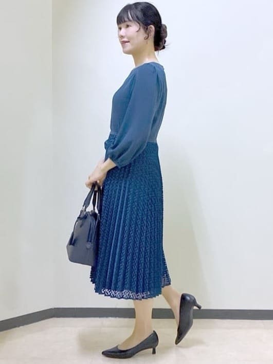  beni_gingerさんの「Reflect｜【SS-4Lサイズ】シフォン&times;幾何柄レースプリーツワンピース」を使ったコーディネート