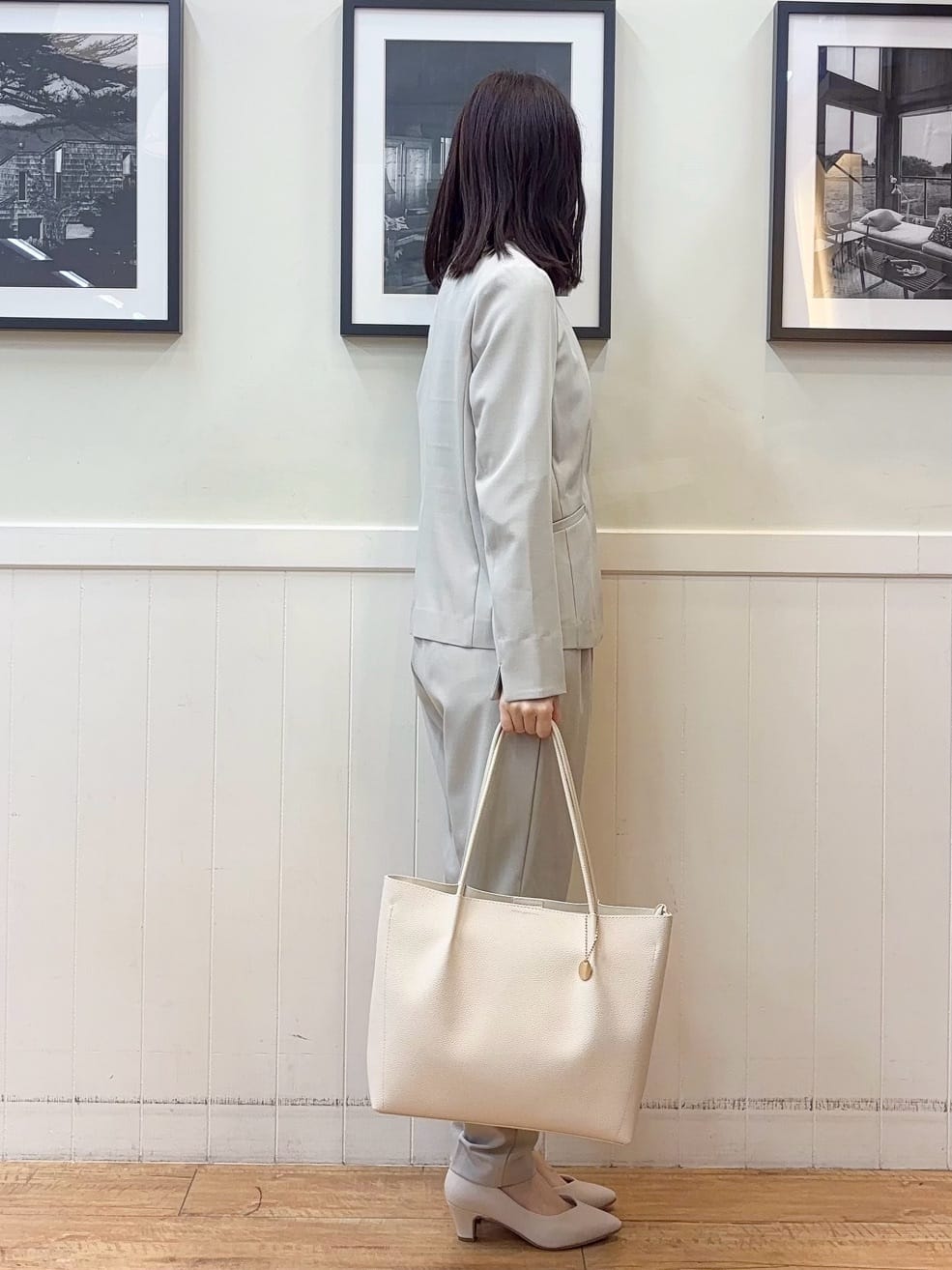 えぬさんの「SHOO･LA･RUE｜【洗濯機可/UV/SS-3L】すっきり好印象 ノーカラージャケット」を使ったコーディネート