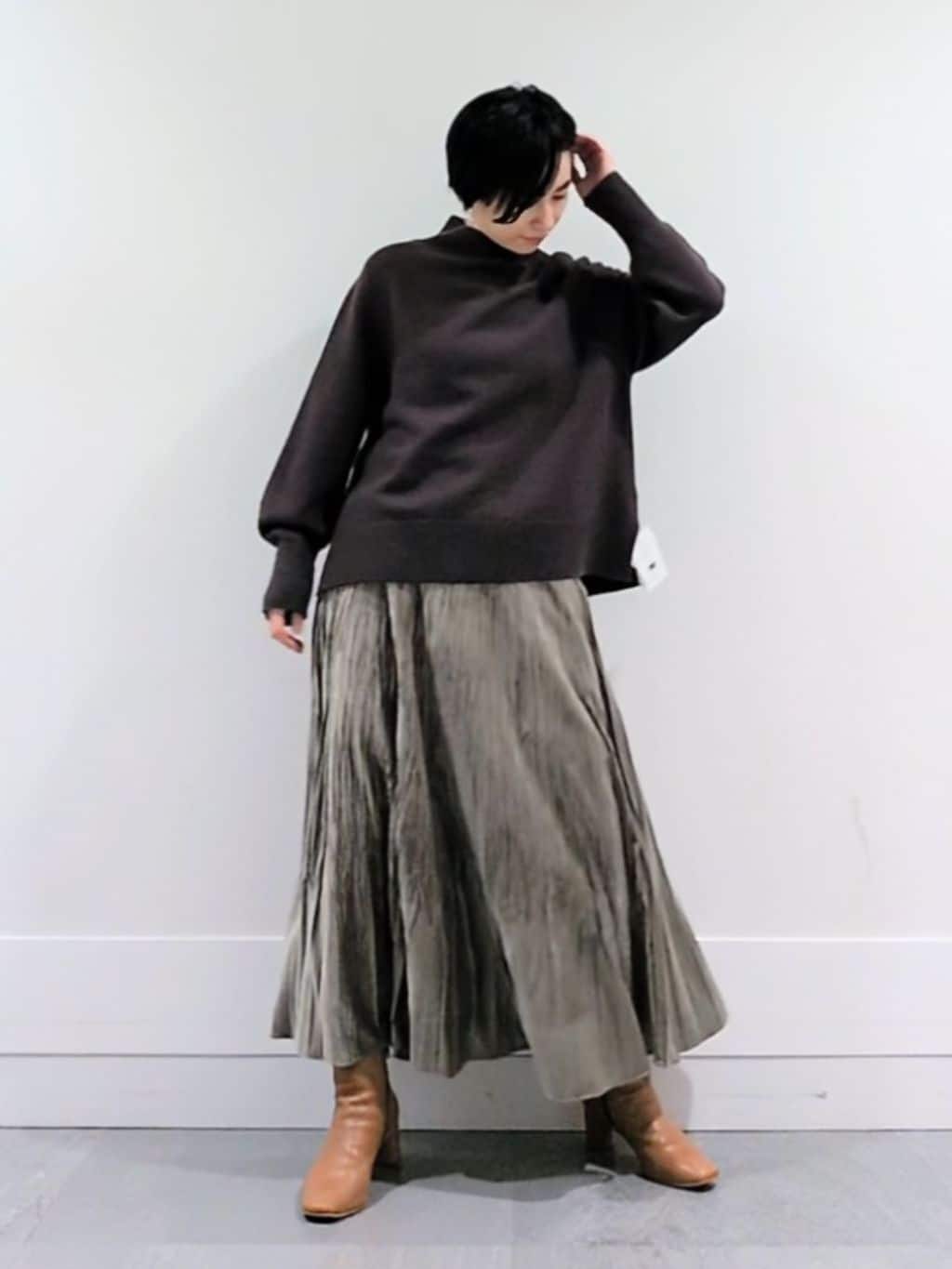 ミズタさんの「UNTITLED｜【8色展開/洗える】ウールカシミヤ ハイネックニット」を使ったコーディネート