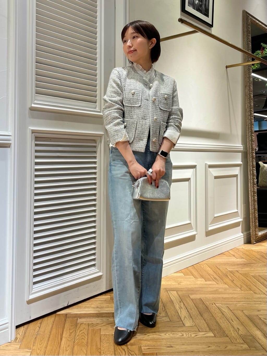 つじ まこさんの「DRESSTERIOR｜【ウォッシャブル/通勤】スタンドフリル ブラウス」を使ったコーディネート