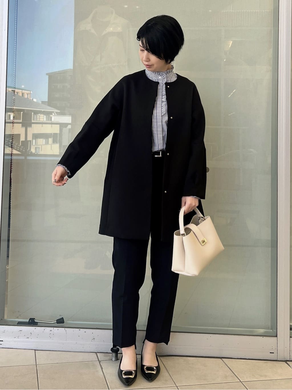 yo-koさんの「OPAQUE.CLIP｜フォルムスリーブミドルコート【洗濯機OK】」を使ったコーディネート
