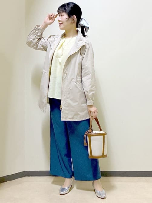  beni_gingerさんの「Reflect｜【接触冷感】ボリュームスリーブサテンジャカードブラウス」を使ったコーディネート
