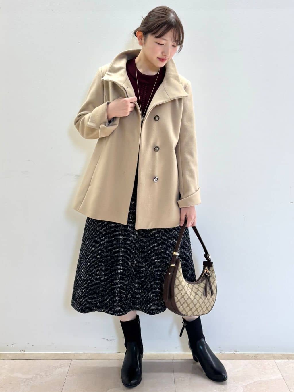 Satoさんの「Reflect｜【SS-4Lサイズ／衿が顔に当たらない◎】スタンドネックミドルコート」を使ったコーディネート