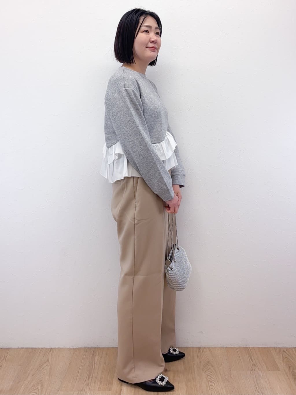 Takeさんの「OPAQUE.CLIP｜裾フリルドッキングトップス【洗濯機OK】」を使ったコーディネート