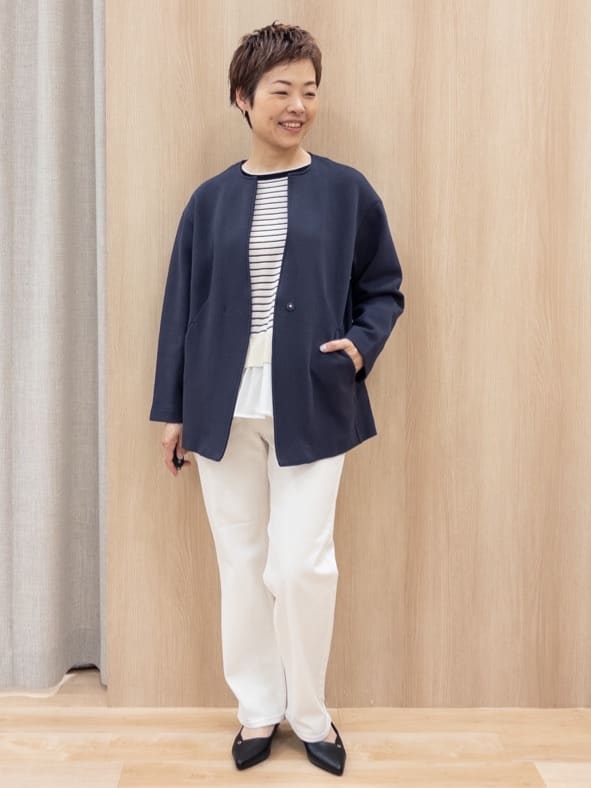 シュウコさんの「grove｜【選べる着丈】大人のためのストレートデニムパンツ」を使ったコーディネート