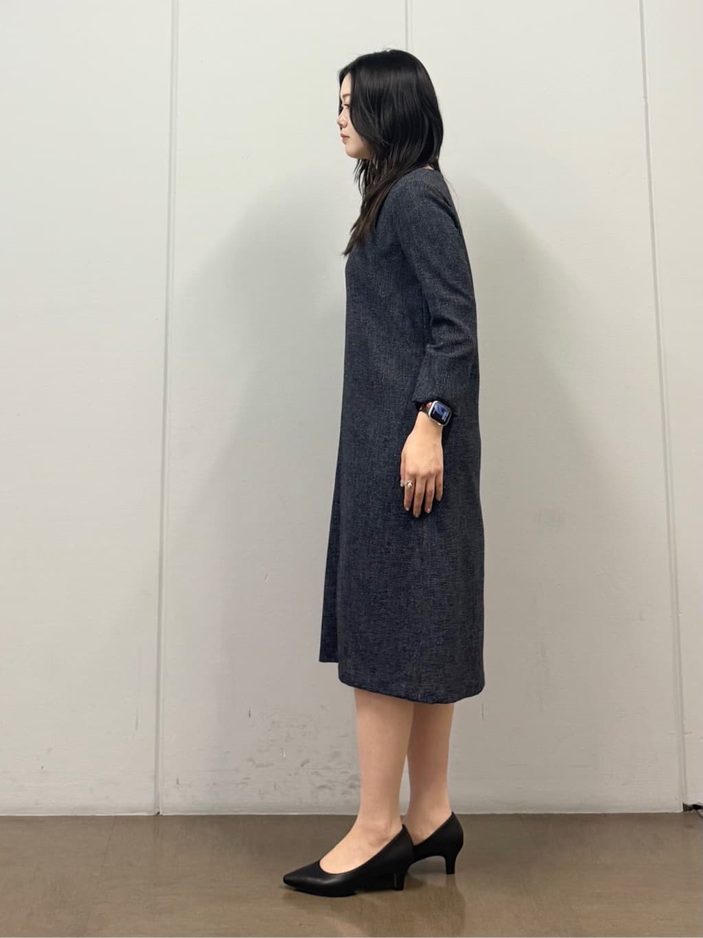 mizukiさんの「INDIVI｜【軽量／SETUP可能】ストレッチツイードAラインワンピース」を使ったコーディネート