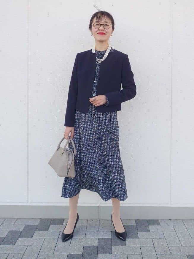 MUTSUKOさんの「UNTITLED｜【洗える/きれいめ】クラシカルツイードワンピース」を使ったコーディネート
