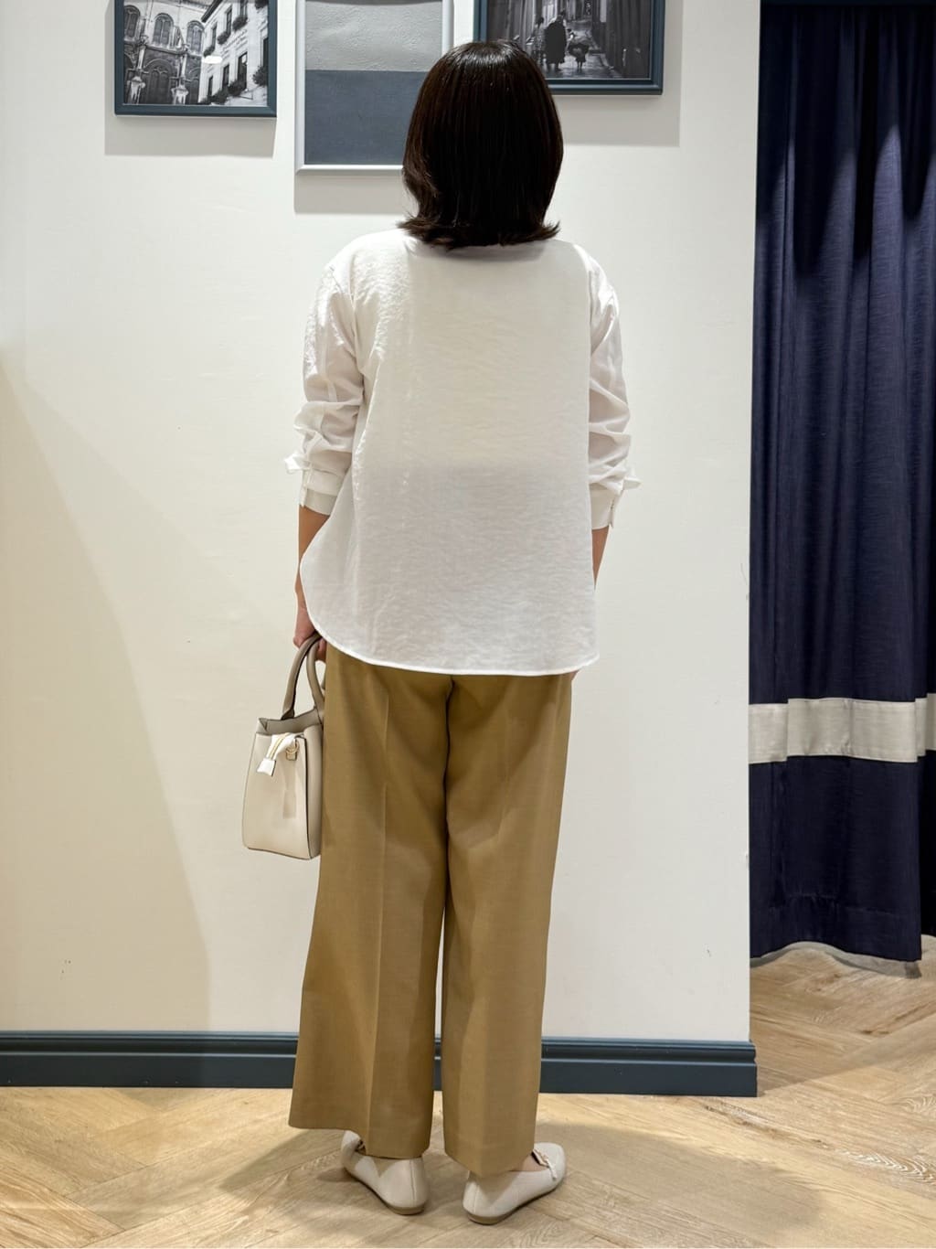 Lilyさんの「grove｜【洗える/お仕事にも】ウエストすっきりベルト付ワイドパンツ」を使ったコーディネート