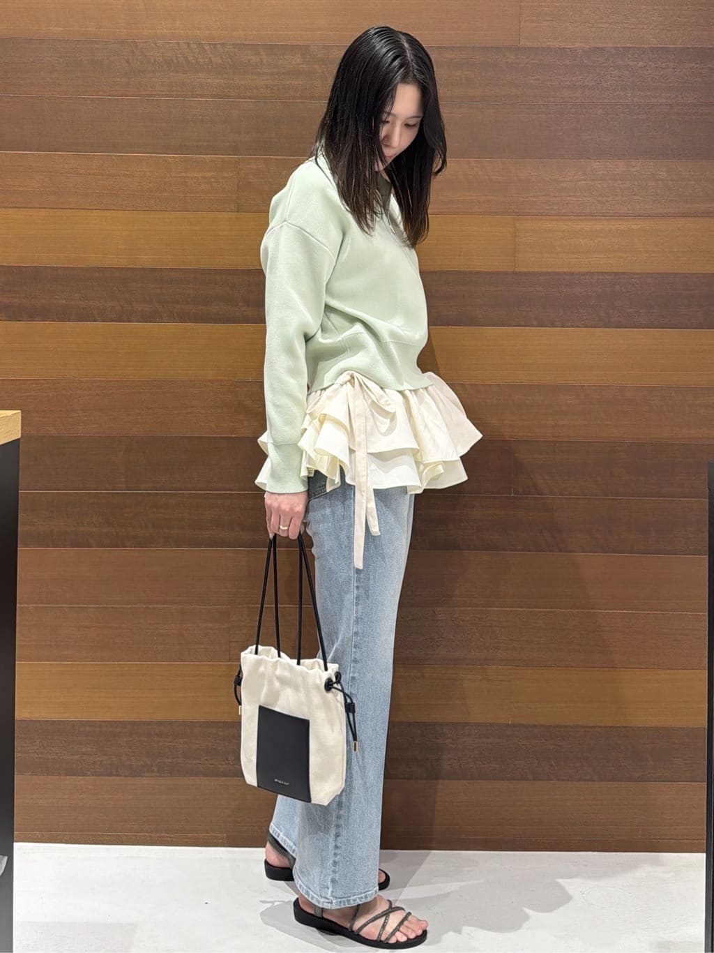 さやさんの「OPAQUE.CLIP｜ハーフZIP刺繍ロゴニット【洗濯機OK】」を使ったコーディネート