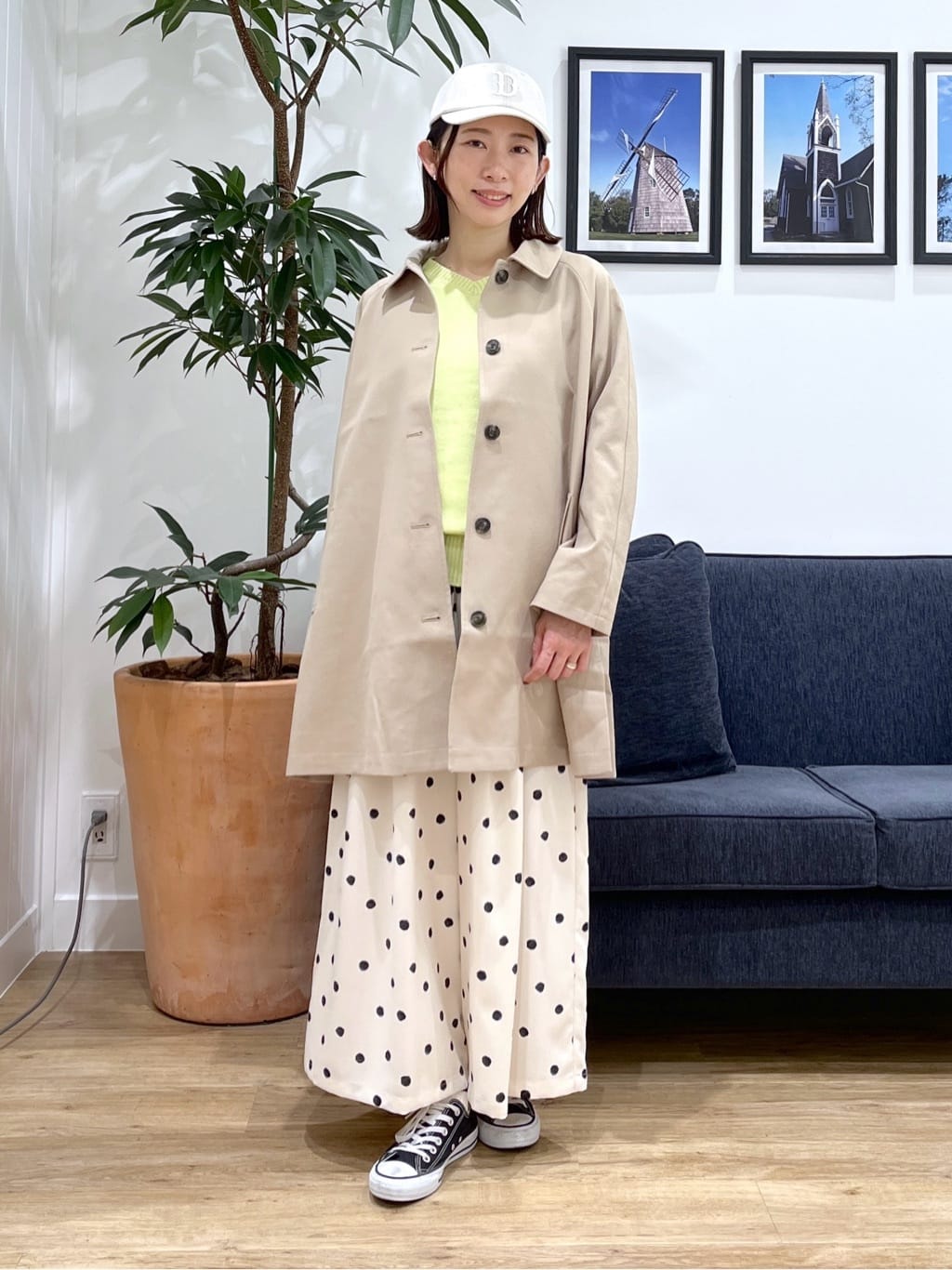 canaさんの「Dessin｜【花粉ガード/撥水加工/洗える】ステンカラースプリングコート」を使ったコーディネート