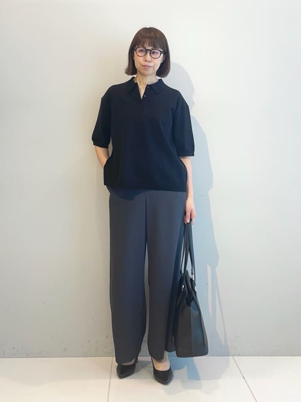 murayamaさんの「INDIVI｜【洗える／コットン】ドライタッチさらりポロ襟ニットT」を使ったコーディネート