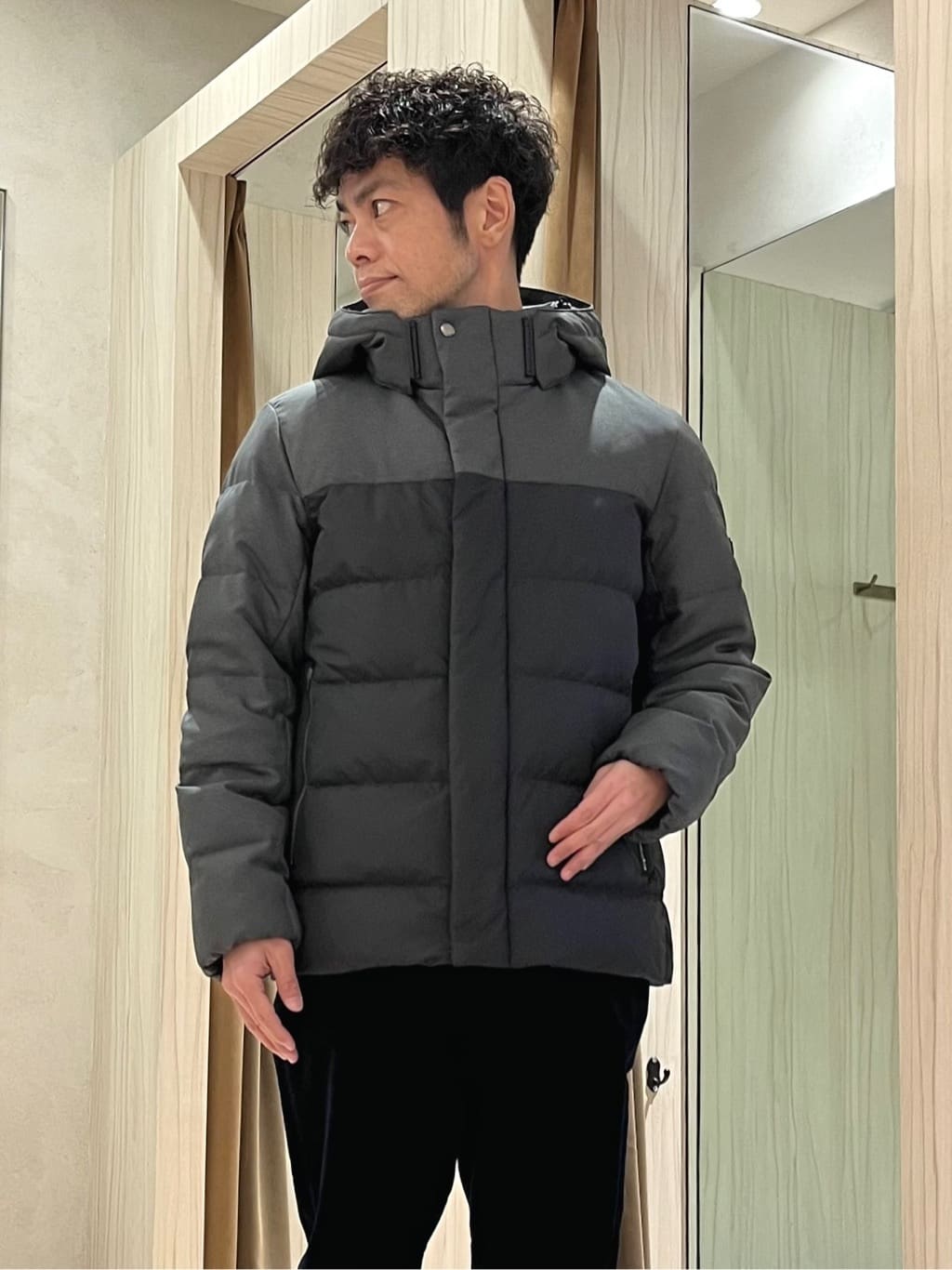 URAさんの「TAKEO KIKUCHI｜カラーコンビ ダウンブルゾン」を使ったコーディネート