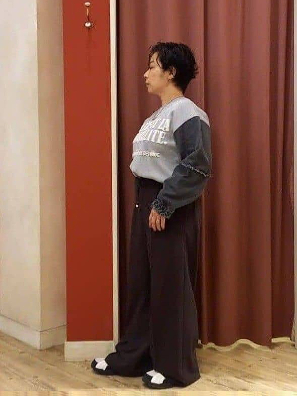 cameさんの「SHOO･LA･RUE｜デニム袖切替ロゴニット」を使ったコーディネート