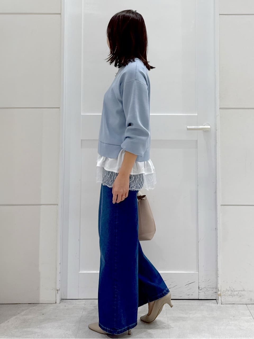 yuka.aさんの「OPAQUE.CLIP｜ワイドストレートデニムパンツ【洗濯機OK】《S～LL》」を使ったコーディネート