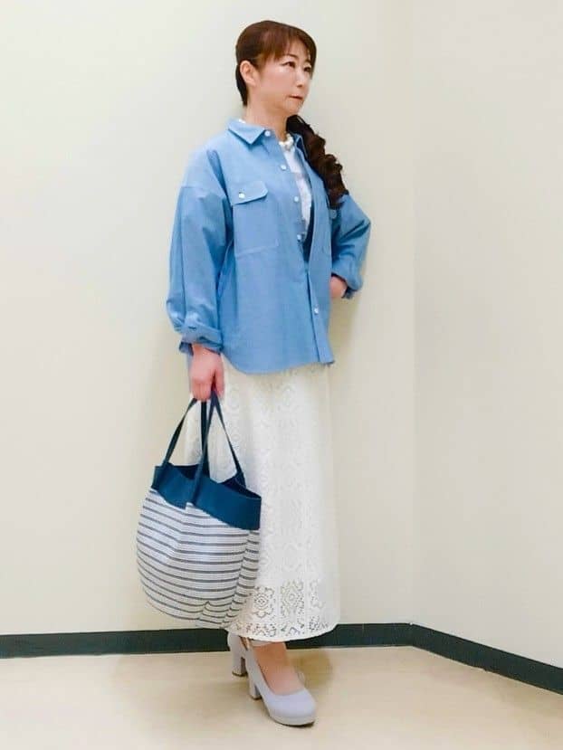 花さんの「Reflect｜【羽織にも◎】ダンガリーシャツ」を使ったコーディネート
