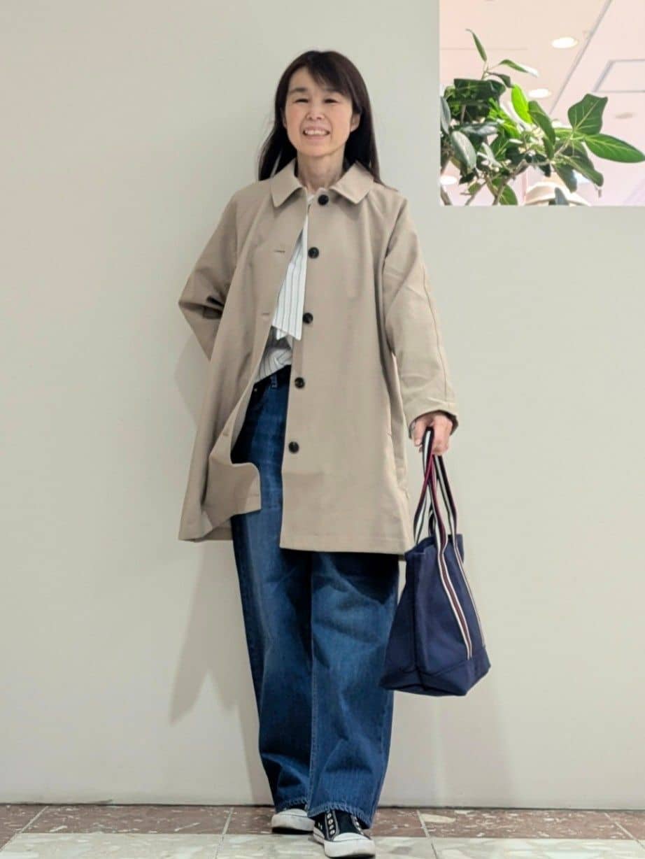 keikoさんの「Dessin｜【花粉ガード/撥水加工/洗える】ステンカラースプリングコート」を使ったコーディネート
