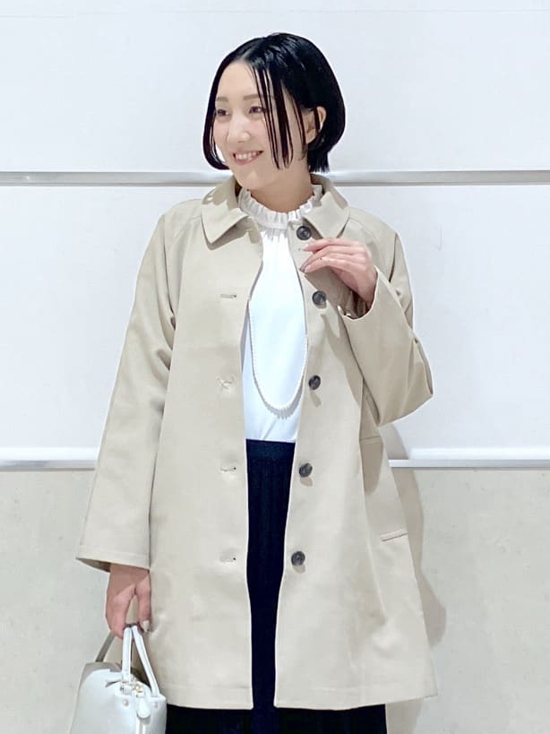 eriko さんの「Dessin｜【花粉ガード/撥水加工/洗える】ステンカラースプリングコート」を使ったコーディネート