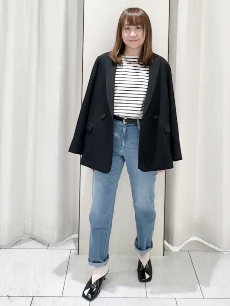 ʏᴜᴋɪᴋᴏさんの「UNTITLED｜◆【洗える/ストレッチ性】ダブルブレストジャケット」を使ったコーディネート