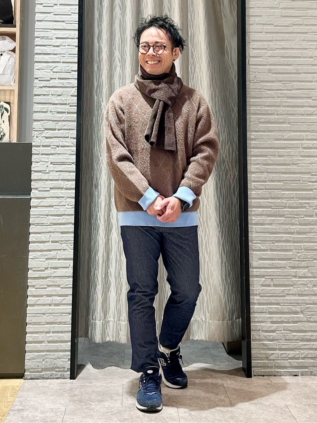 KENJI Iさんの「THE SHOP TK｜【ふんわり心地いい肌触り】　ダイヤ柄シャギーニット」を使ったコーディネート